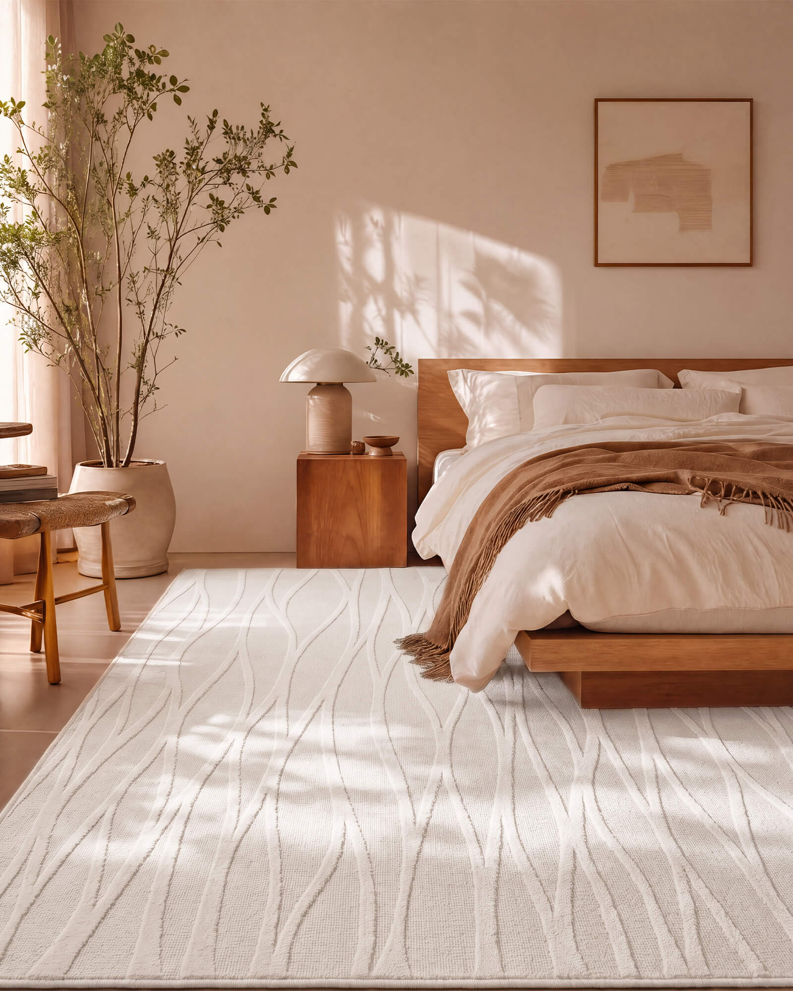 Mora Washable Area Rug - Beige
