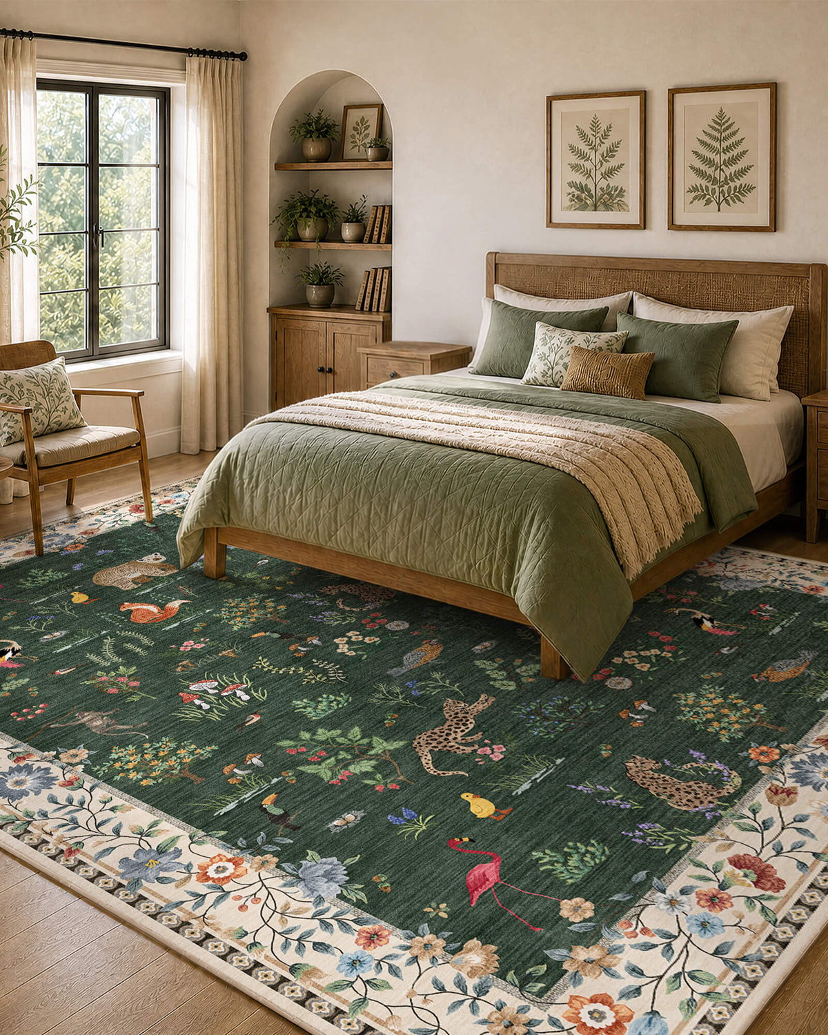 Elio Washable Area Rug - Green