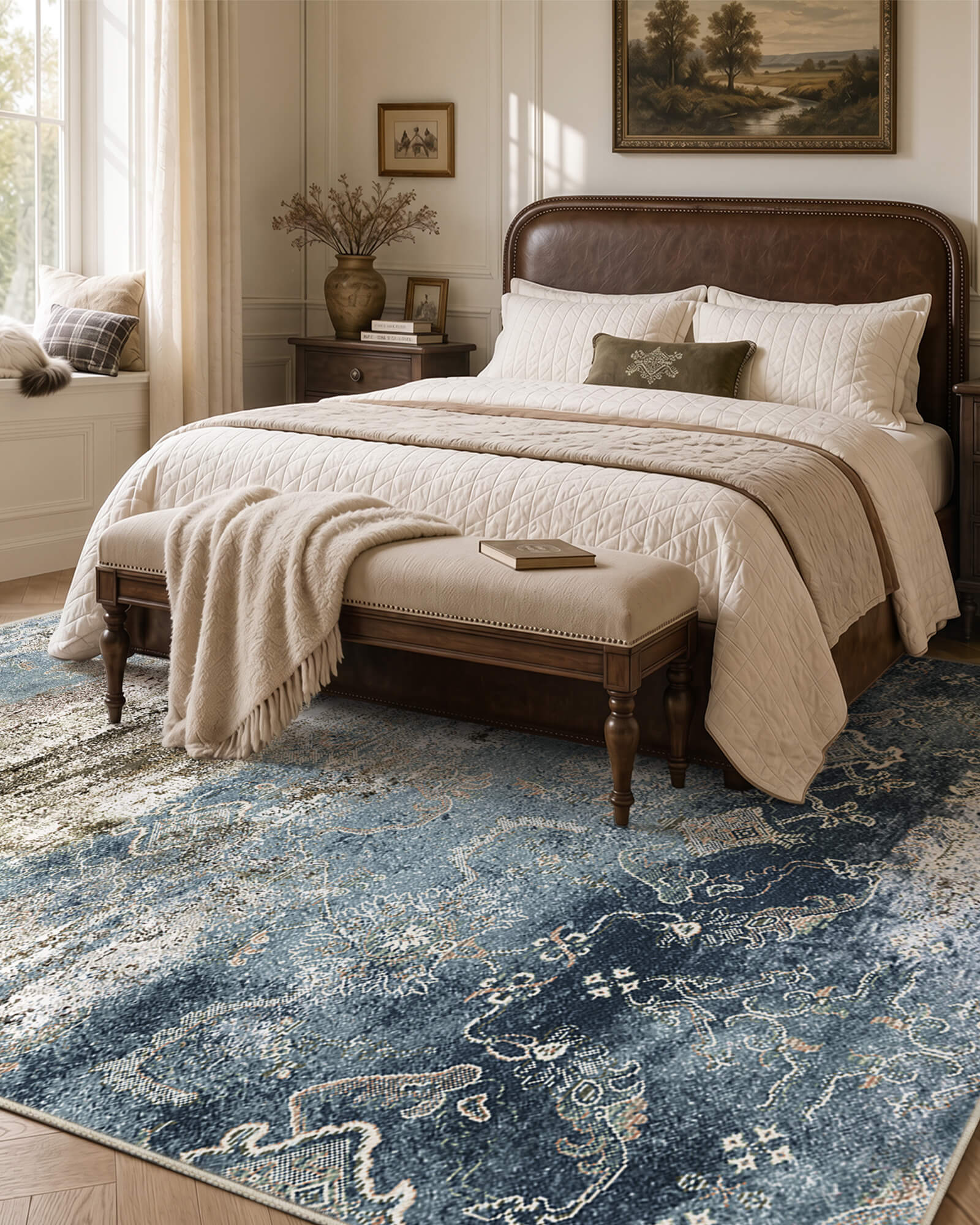 Mirage Washable Area Rug -  Blue