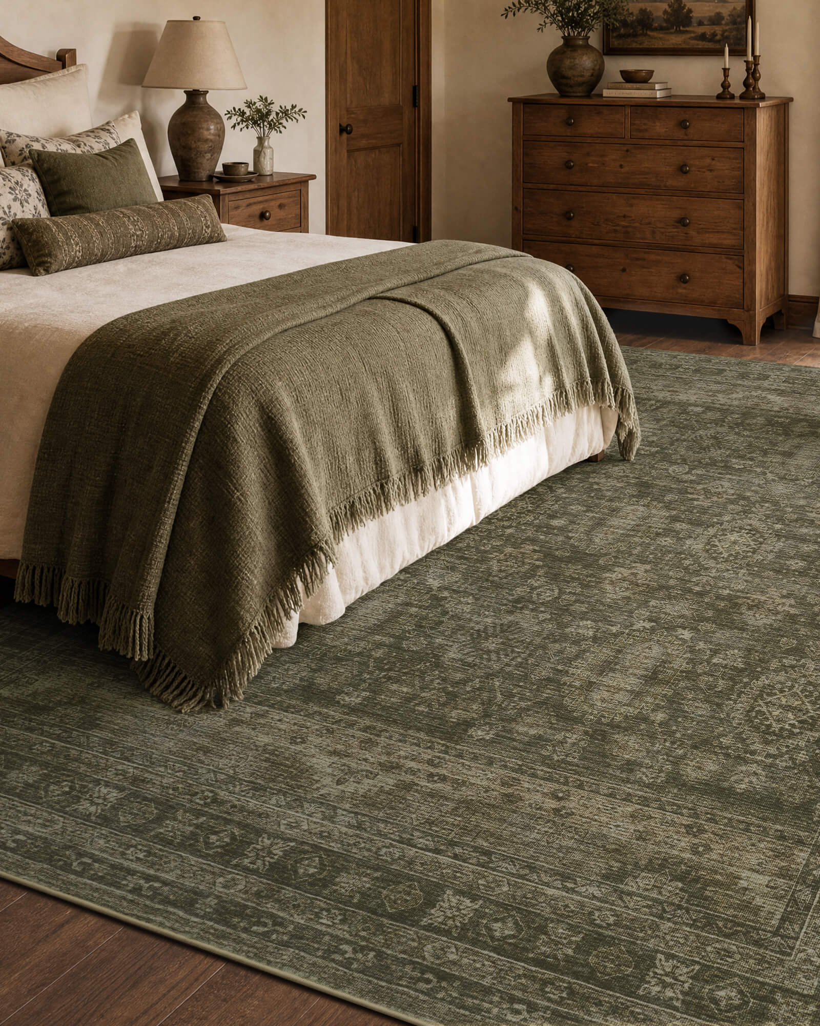 Valea Washable Area Rug -  Green