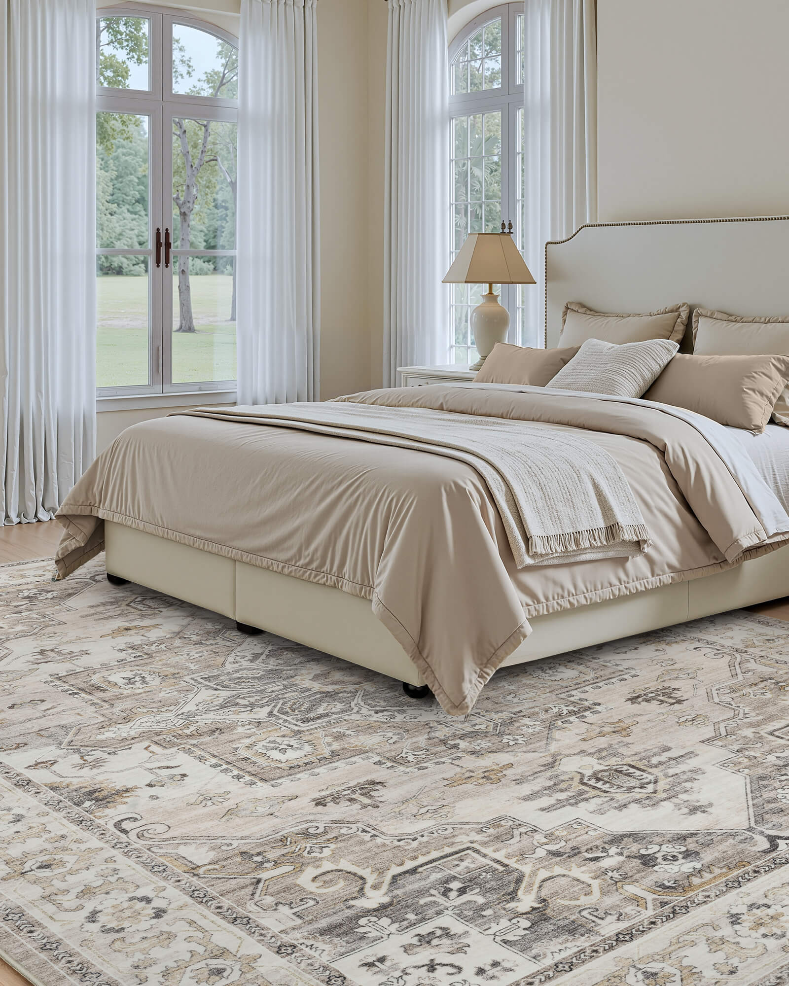 Florelle Washable Area Rug -  Brown