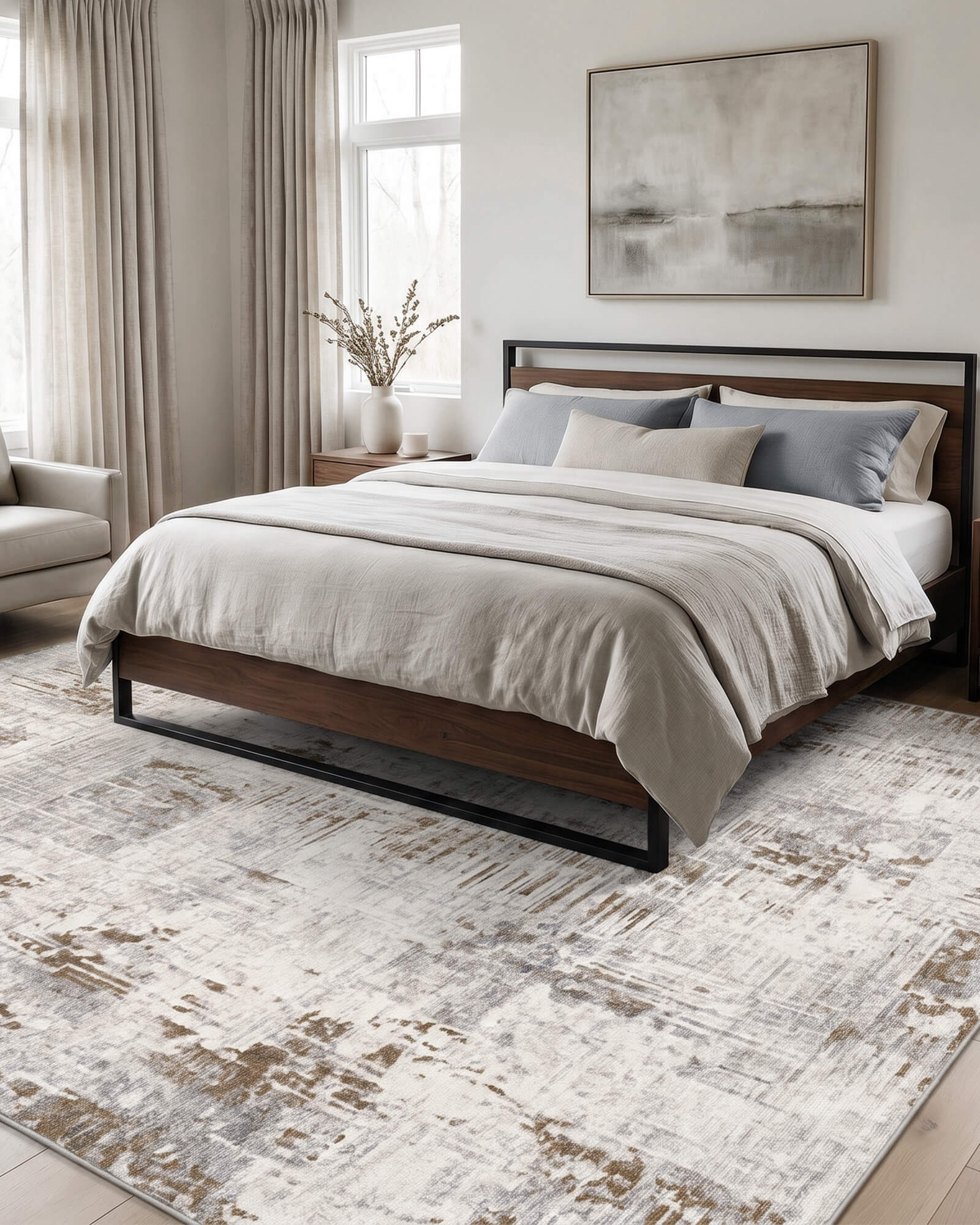 Alfombra grande Selene - Beige/Blanco 
