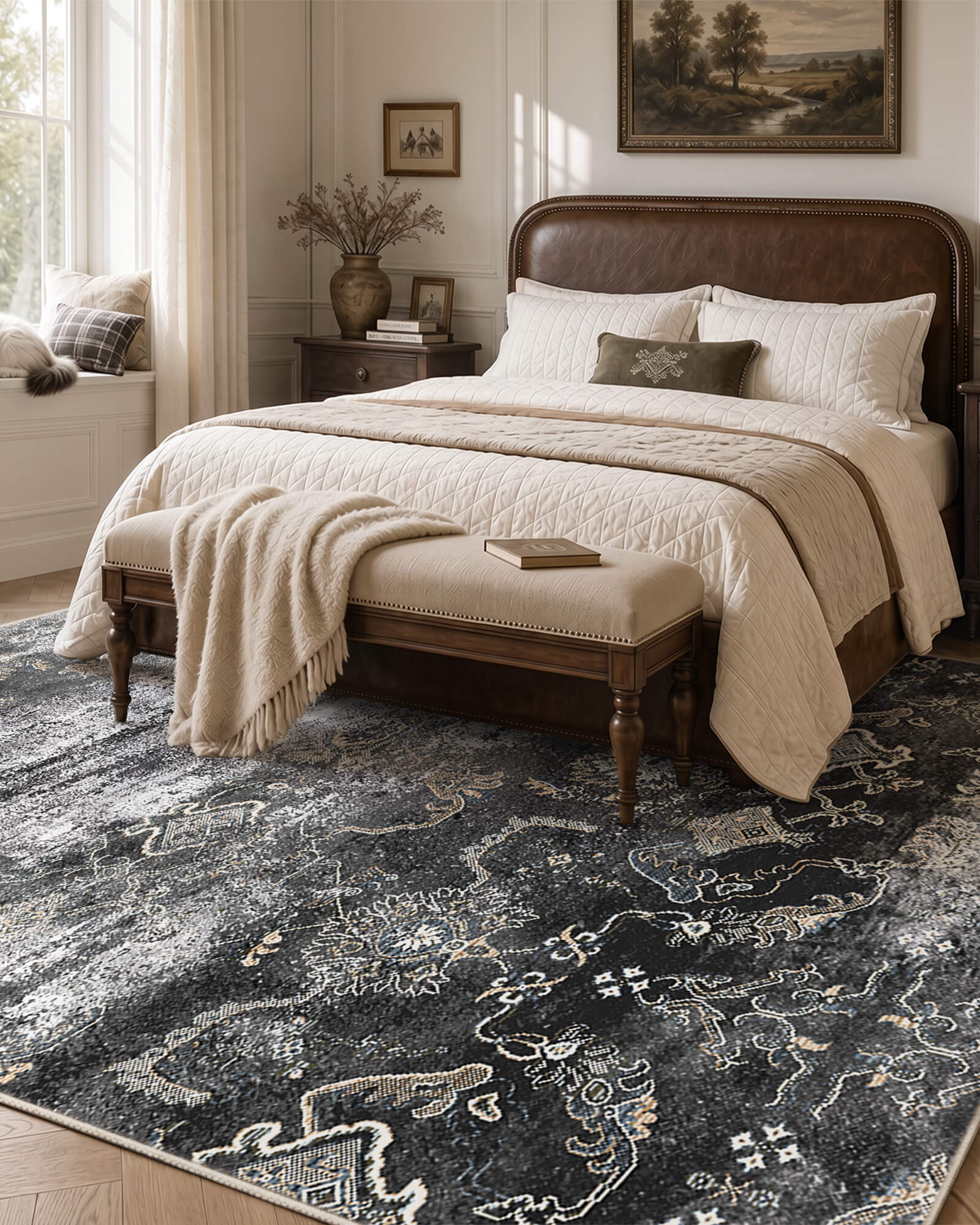 Mirage Washable Area Rug -  Dark Gray