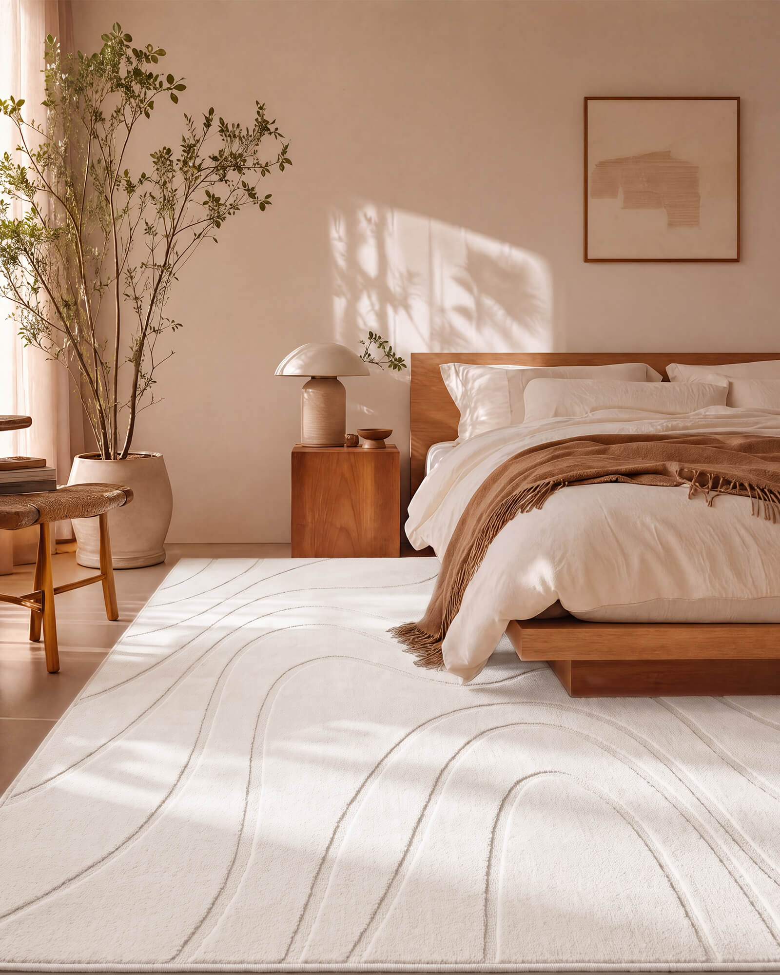 Rill Washable Area Rug - Beige
