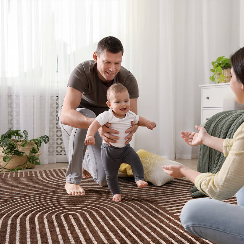 Washable modern area rug created for shared household spaces