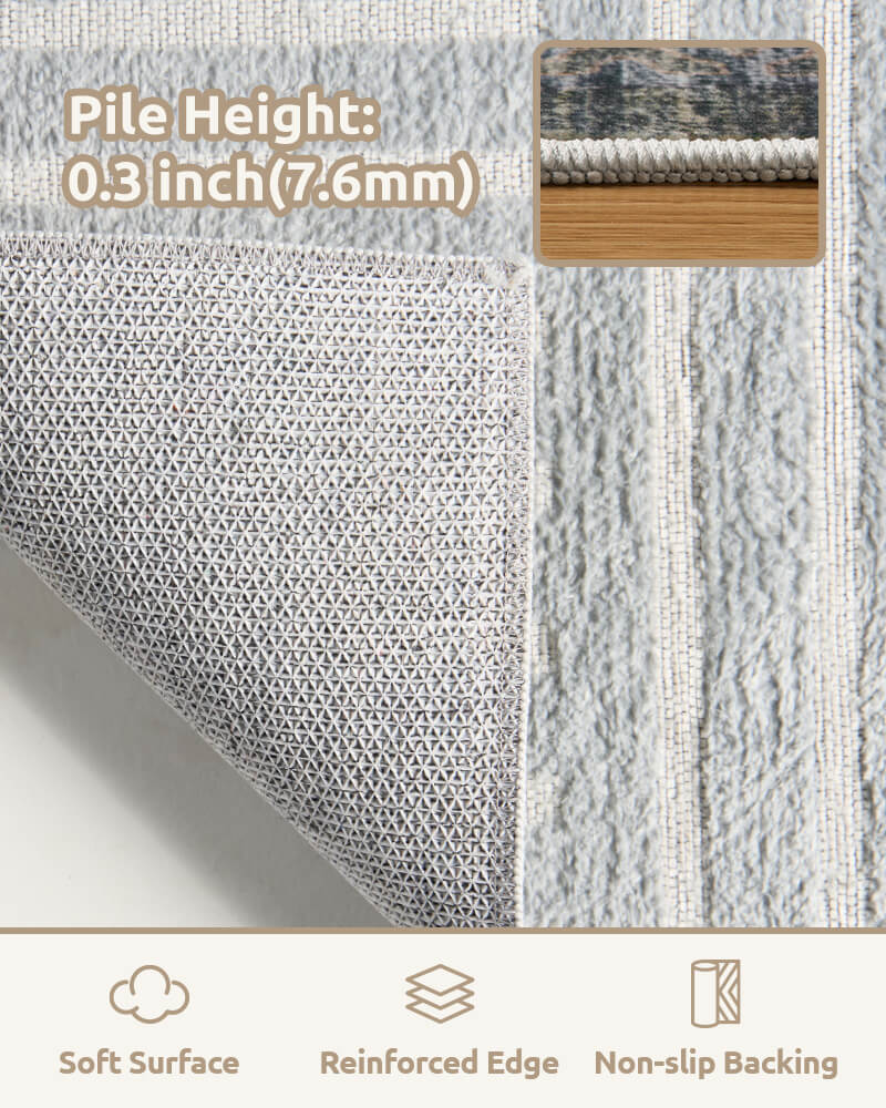 Soft modern area rug designed for functional home interiors