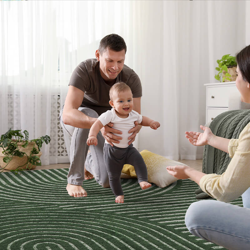 Non-slip modern rug created for smooth floors and steady placement
