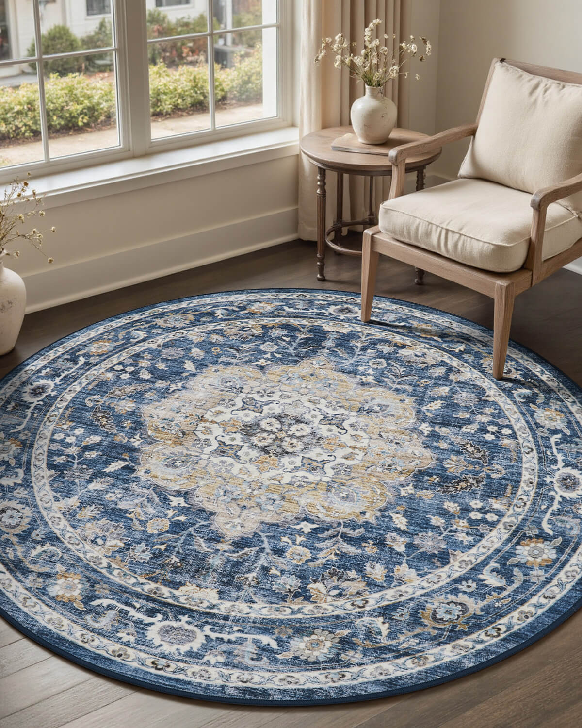 Botanical vintage soft touch rug combining durability and comfort