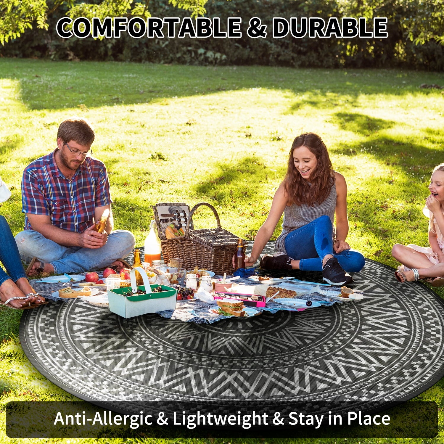 SIXHOME Boho Round Outdoor Rugs