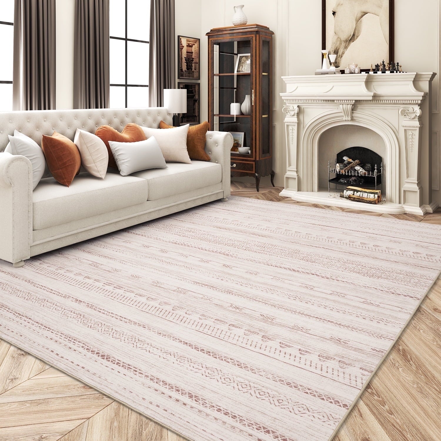 Boho Area Rug Machine Washable Rug