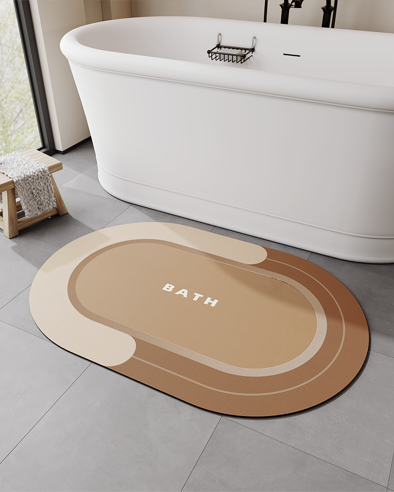 Fiber free bath mat designed to resist shedding, fading, and hair buildup, ideal for low maintenance bathrooms