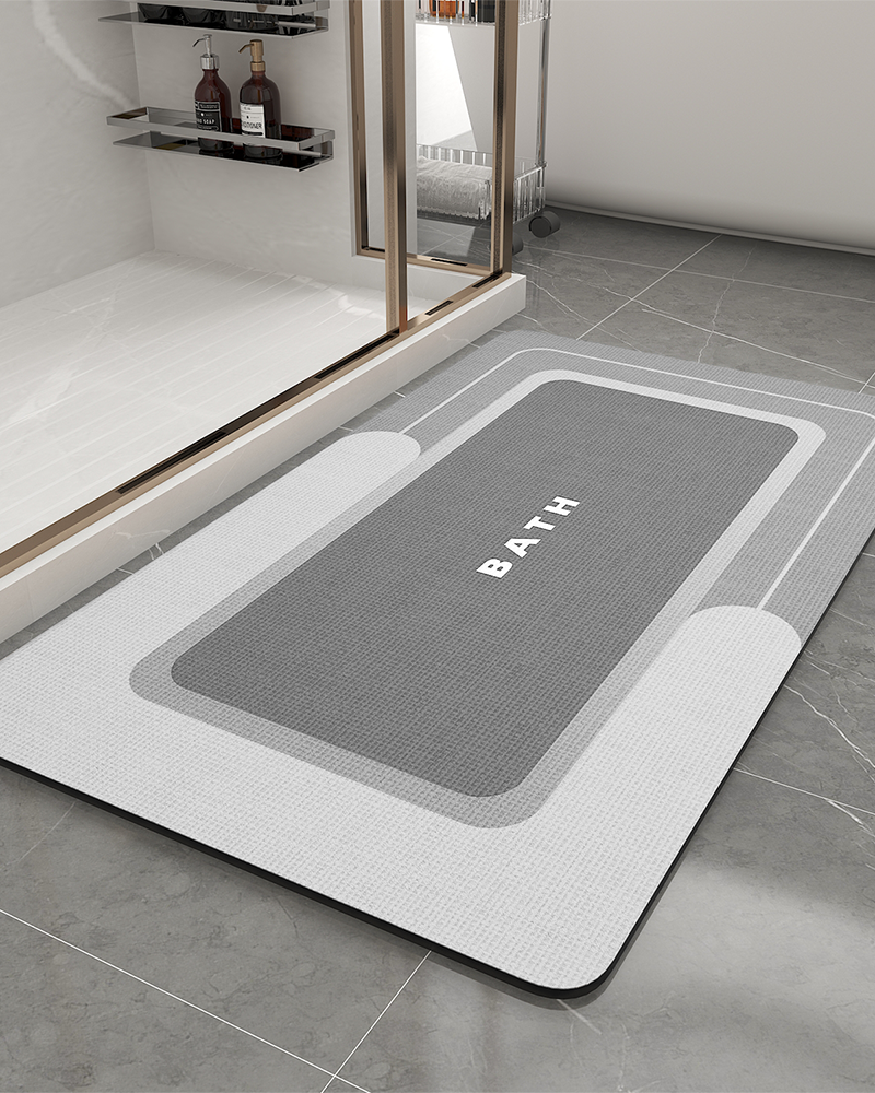 Fiber-free non-shedding bath mat that resists dirt and hair, easy to clean with a wipe or quick rinse