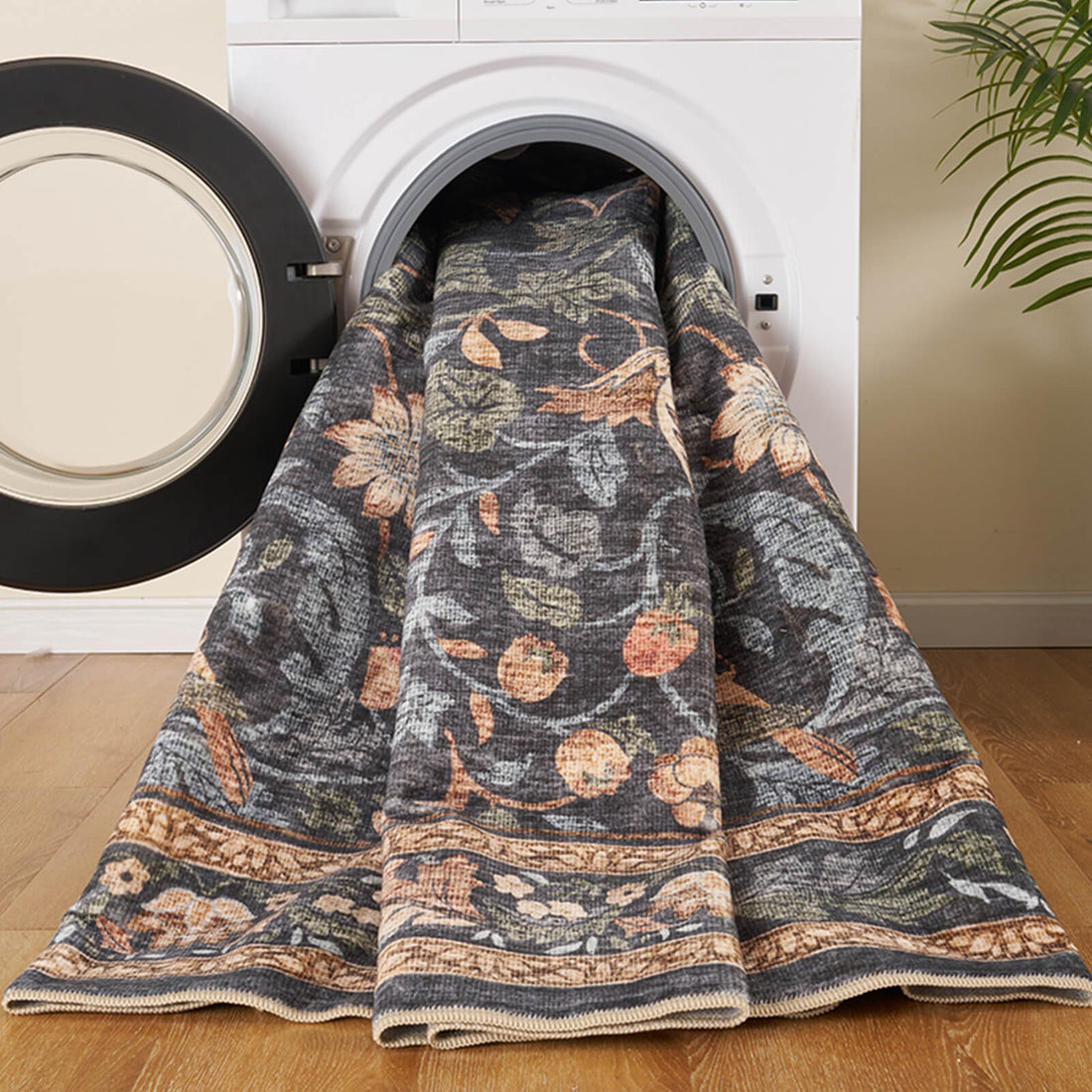 Floral area rug built with durable and soft materials for high traffic homes