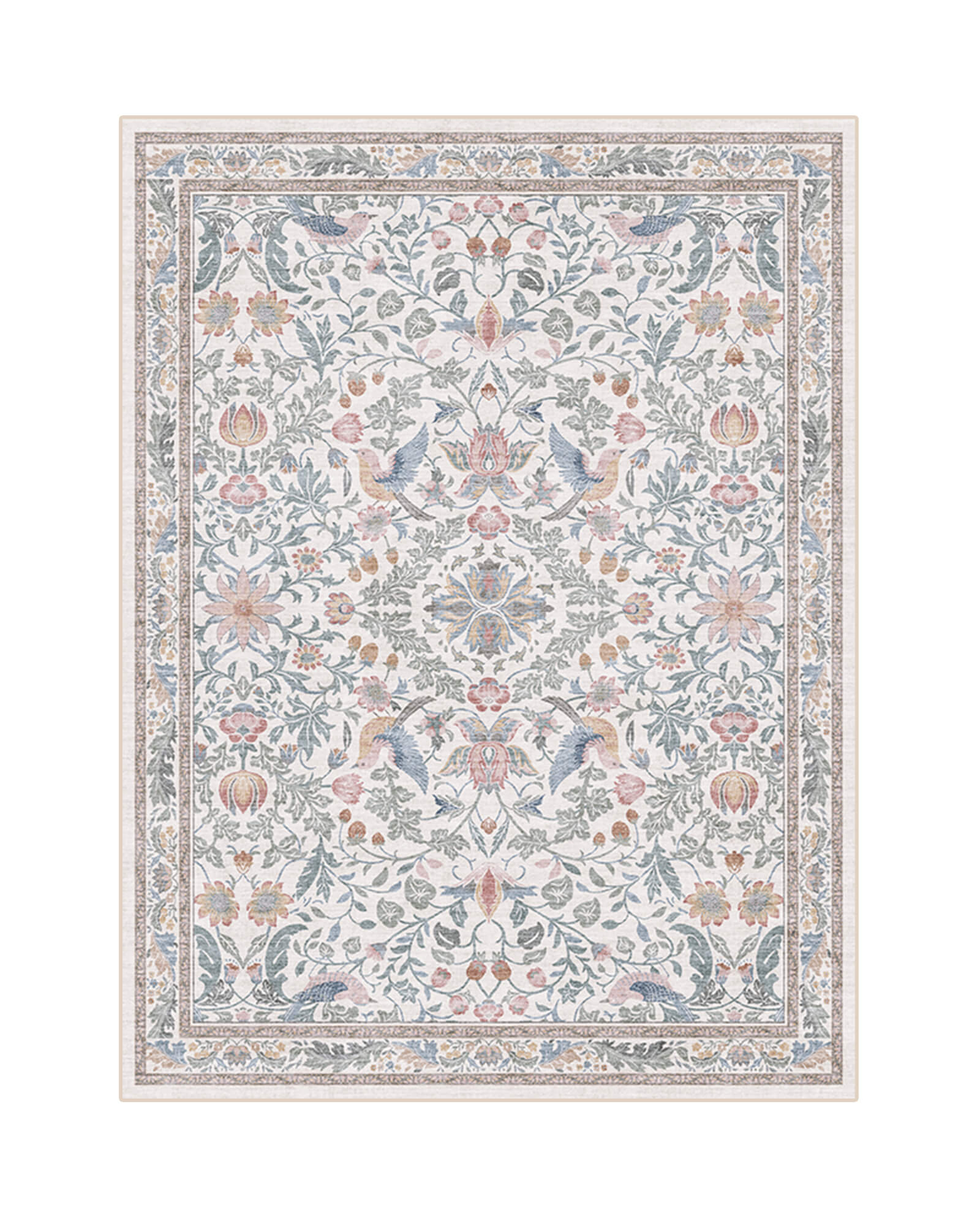 Floral area rug combining softness and durability for cozy family spaces