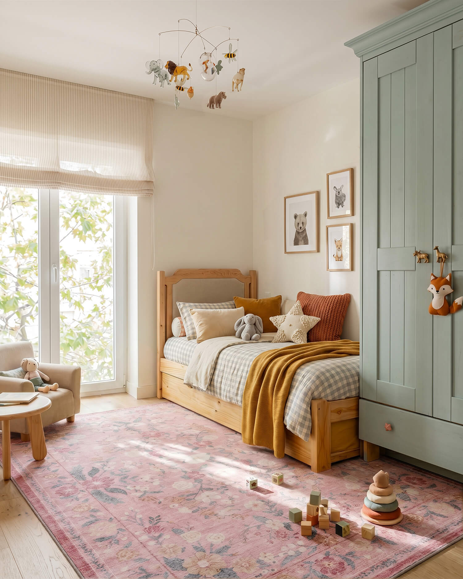 This floral area rug brings a soft and cozy feel to a kids room with a washable surface and family-friendly comfort for everyday use.