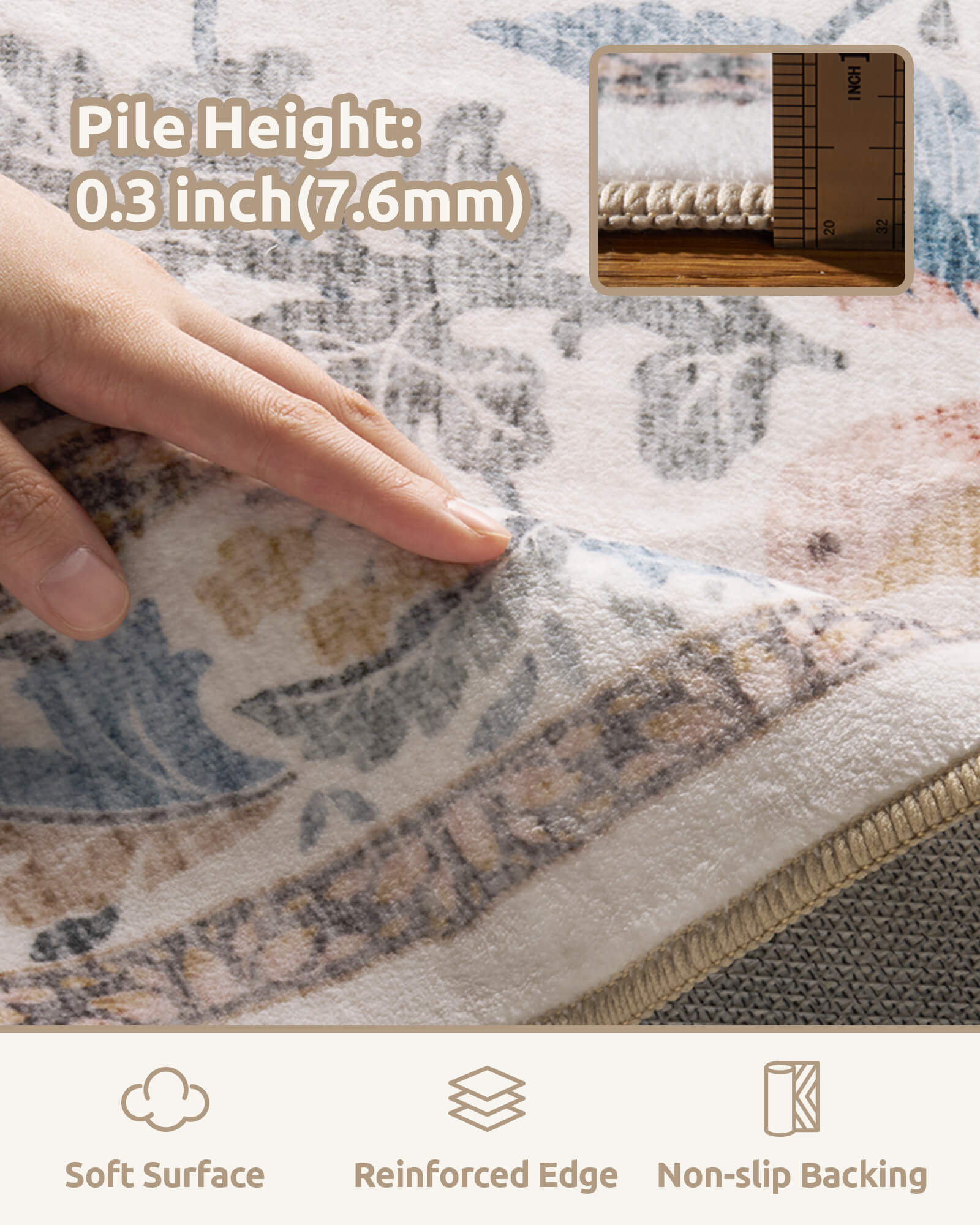 Floral area rug providing soft comfort for modern family homes