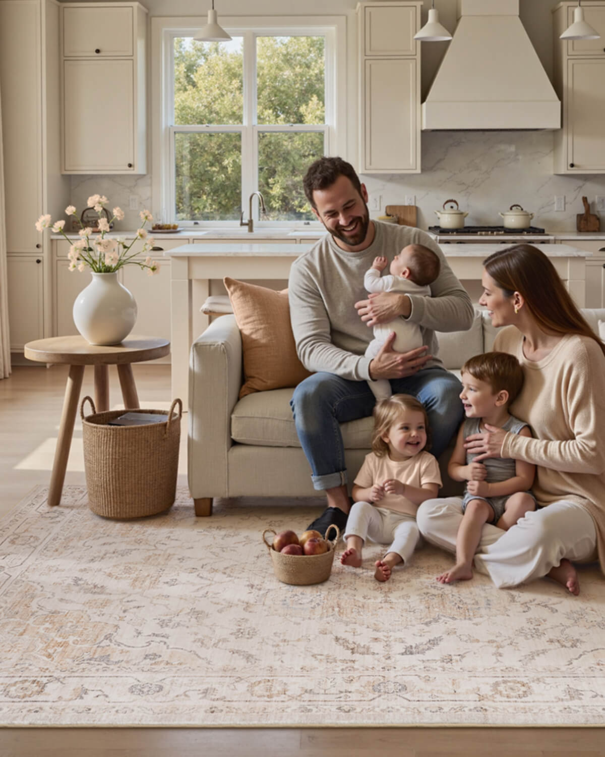 Romantic floral vintage area rug enhancing bedroom comfort and charm