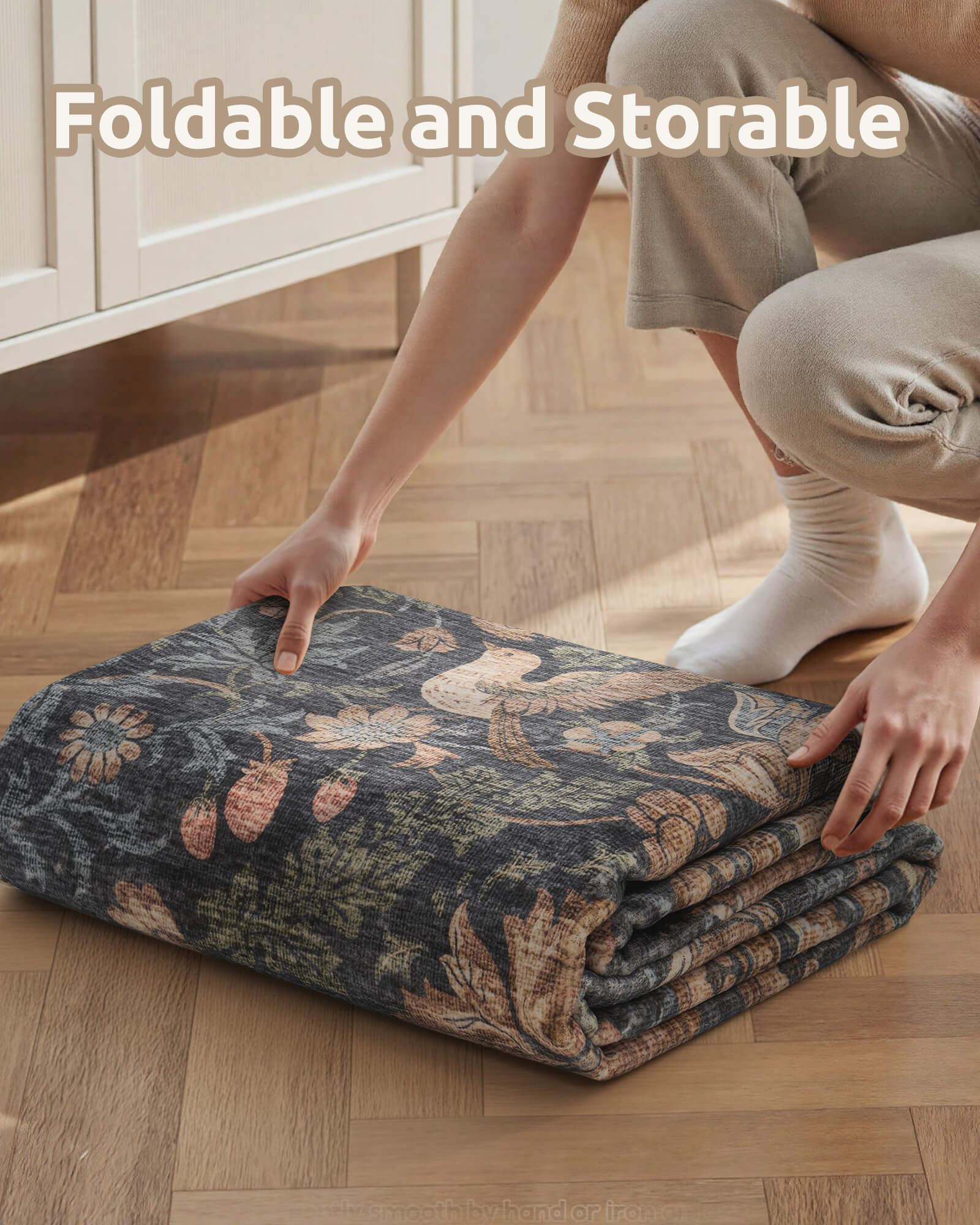 Floral area rug with soft non slip design for bedroom and living room