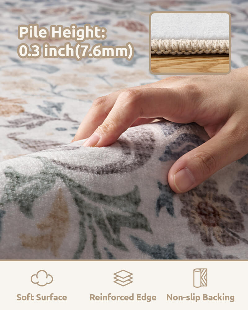 Washable vintage area rug offering comfort without extra care