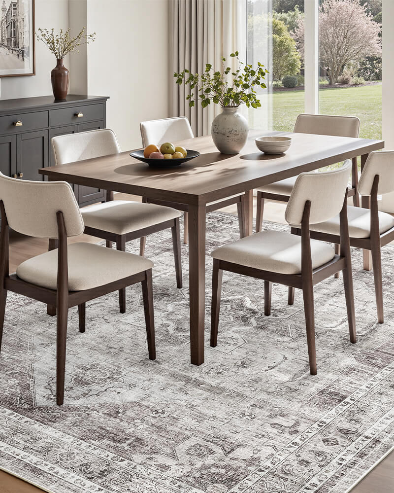 Vintage inspired rug balancing charm and comfort