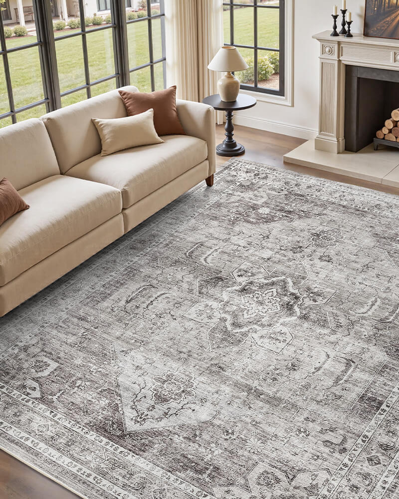 Classic vintage area rug with subtle aged character