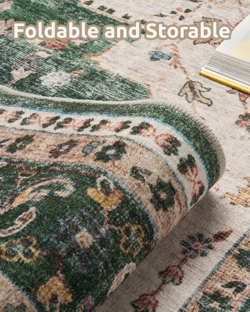 Washable vintage rug supporting low-maintenance living