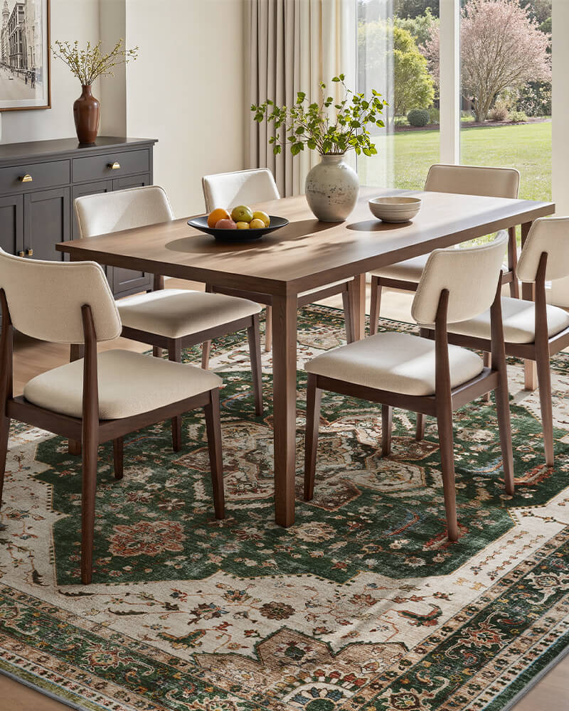 Washable vintage area rug created for real-world family needs