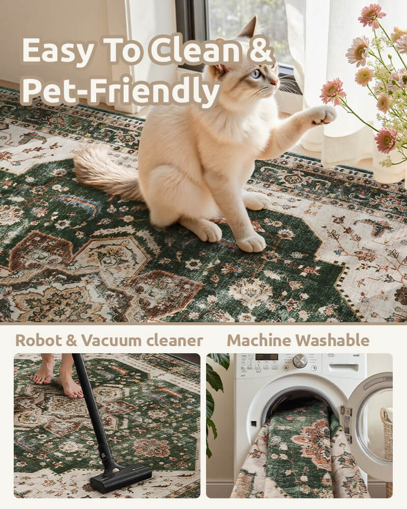 Timeless vintage rug designed for everyday household comfort