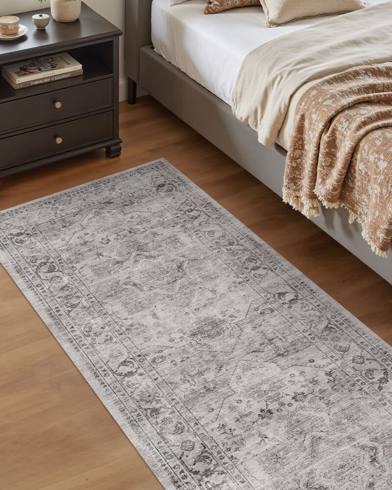 Soft vintage rug designed for calm daily routines