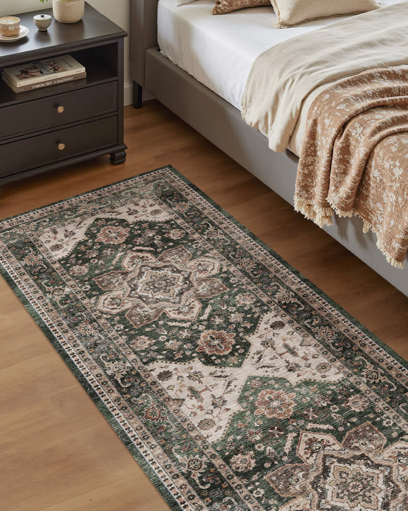 Heritage-inspired rug designed for practical interior styling