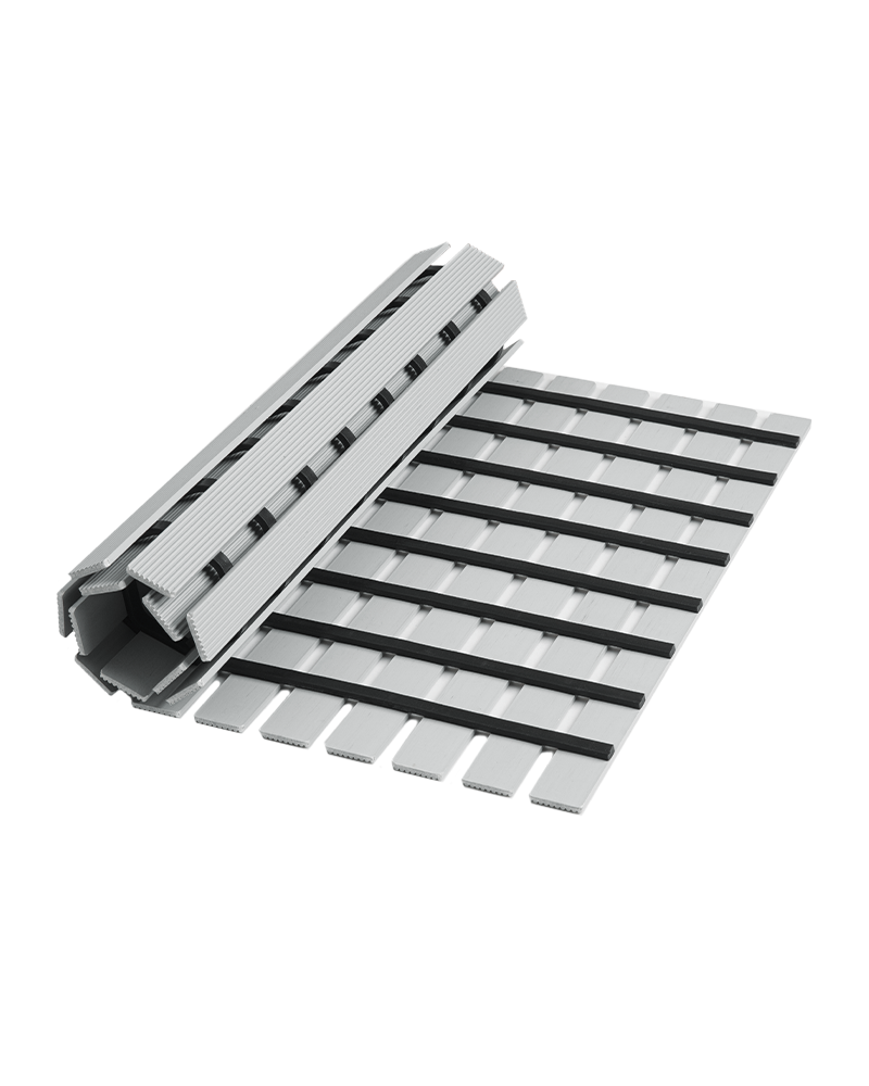 Heavy duty rubber bath mat with textured anti slip base that stays stable without suction cups