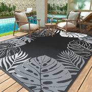 SIXHOME Outdoor Rug Patio Rug Waterproof Straw Texture Tropical Palm Pattern