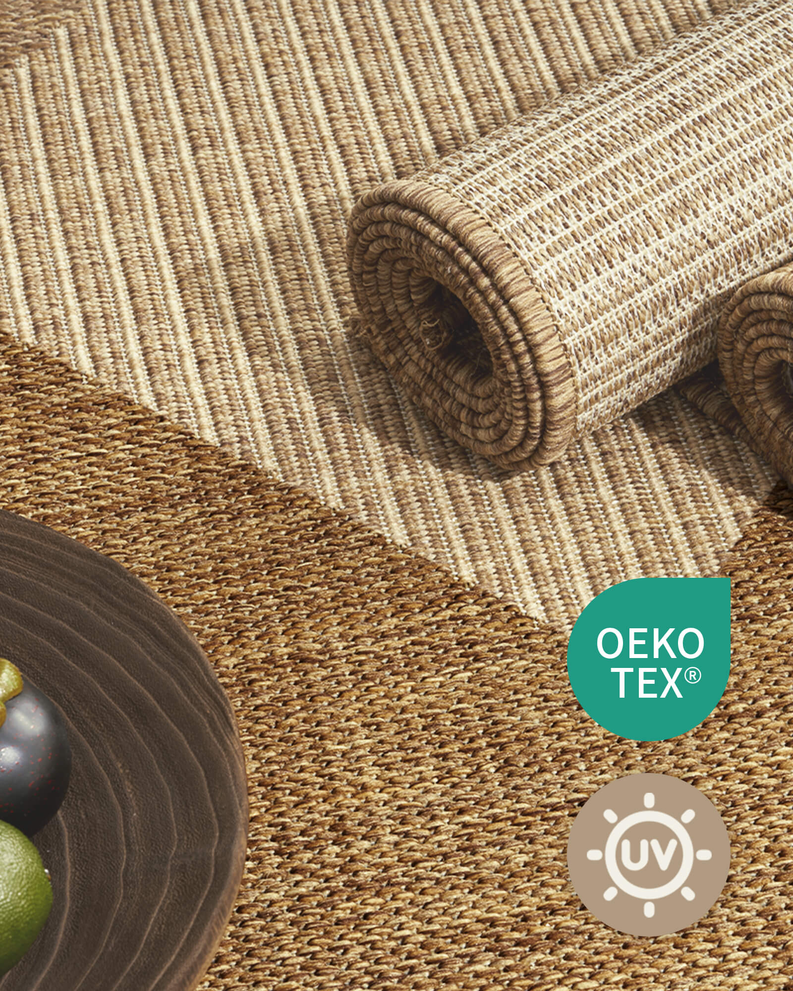 This indoor outdoor rug adds comfort to a porch lounge space with fade resistant durability and easy care for daily relaxation.