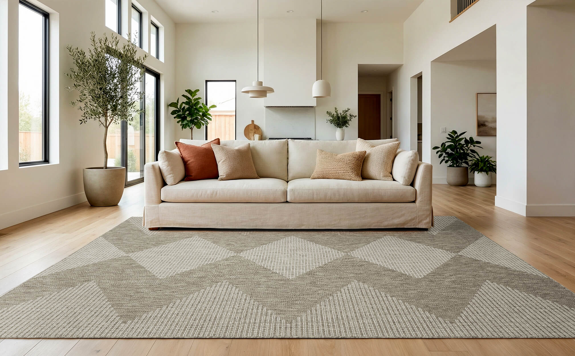 This indoor outdoor rug supports relaxed backyard gatherings with durable polypropylene construction and simple care for family living.
