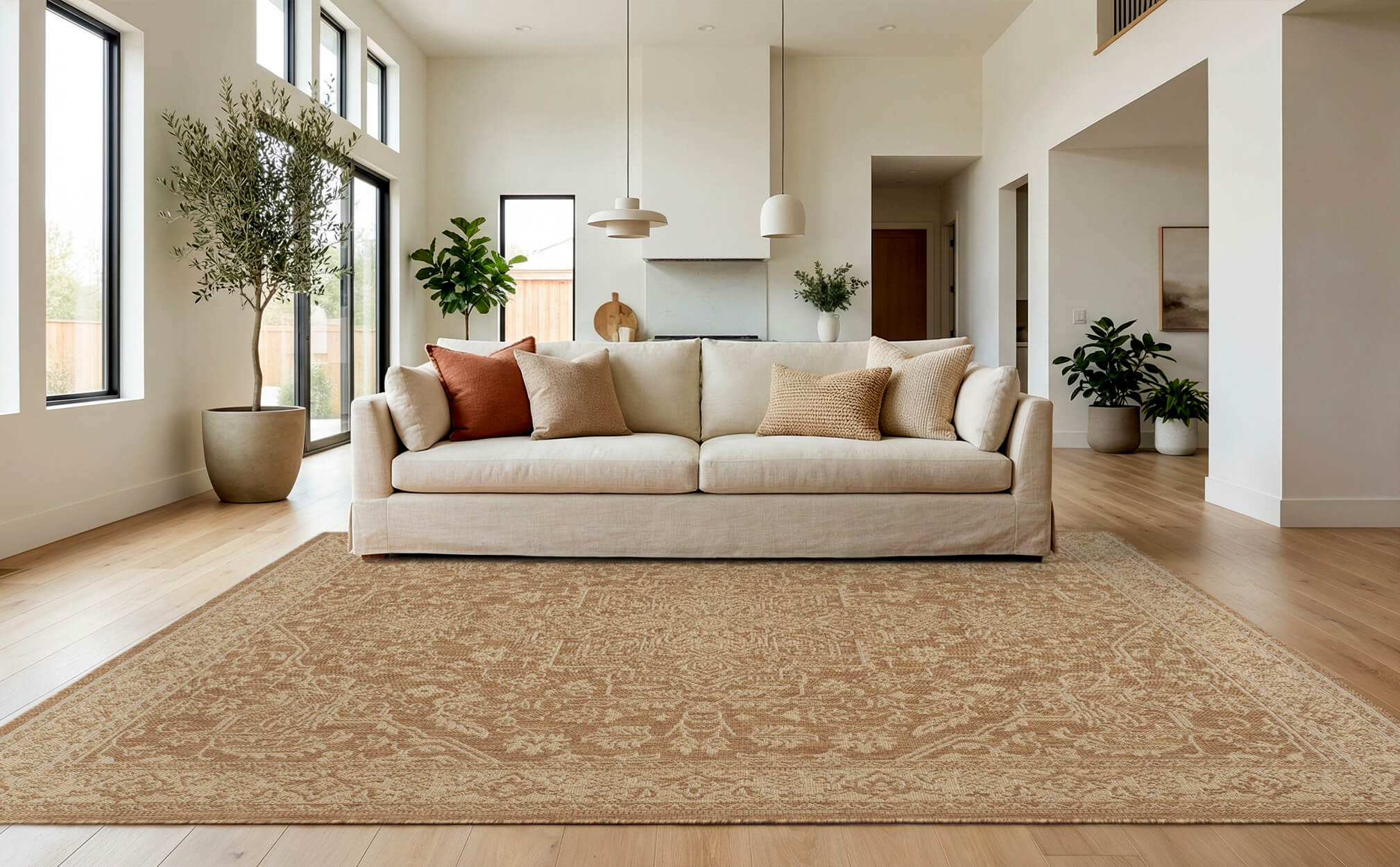 Indoor outdoor rug with soft texture for relaxed outdoor living