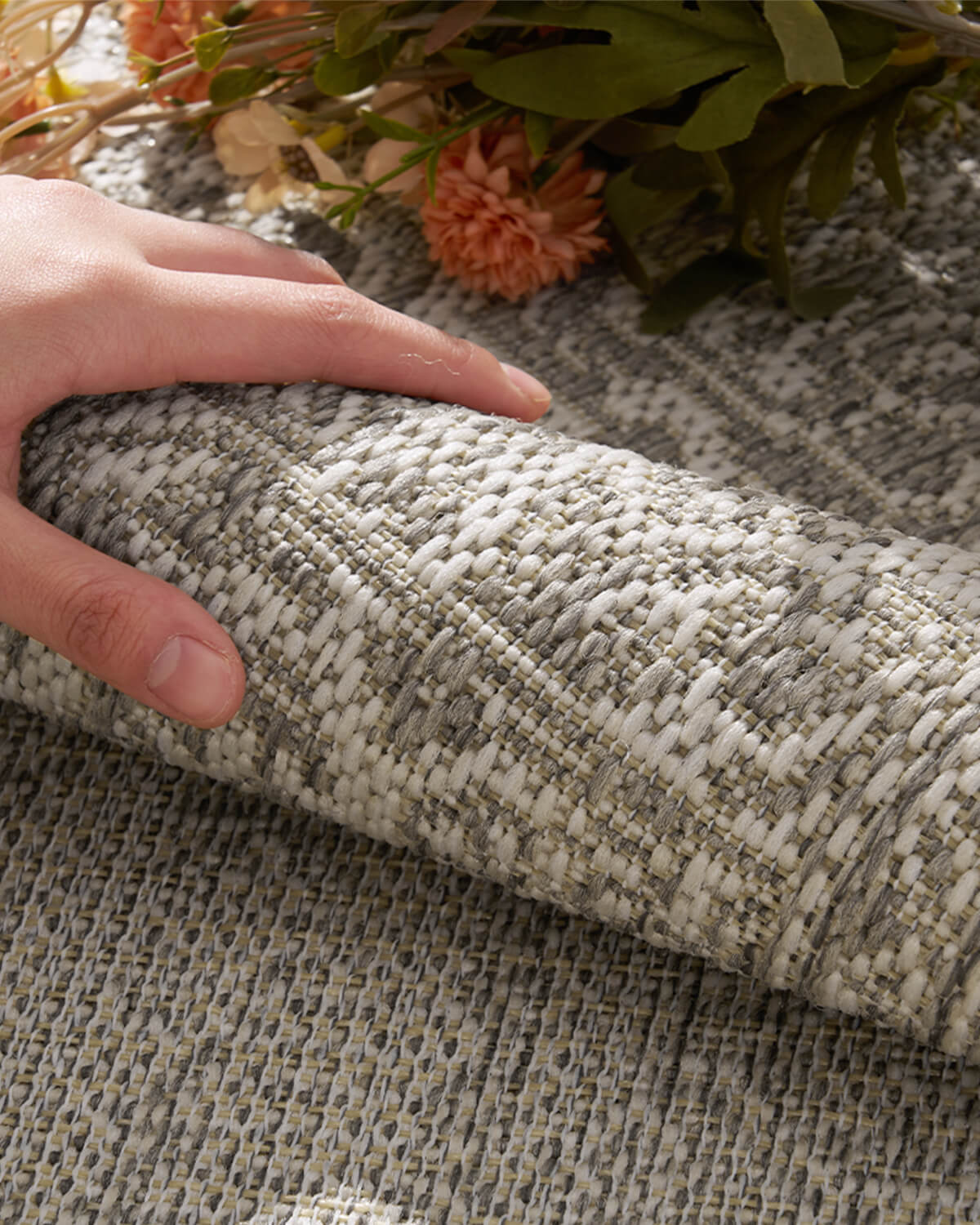 Indoor outdoor rug with textured surface for stylish outdoor spaces