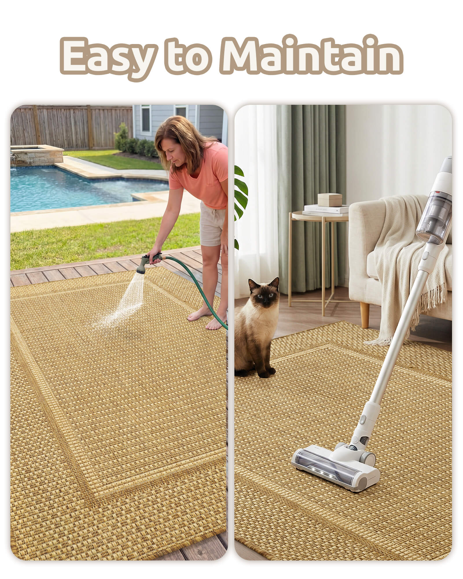 This indoor outdoor rug helps define a backyard living area with durable polypropylene construction and a low maintenance finish.