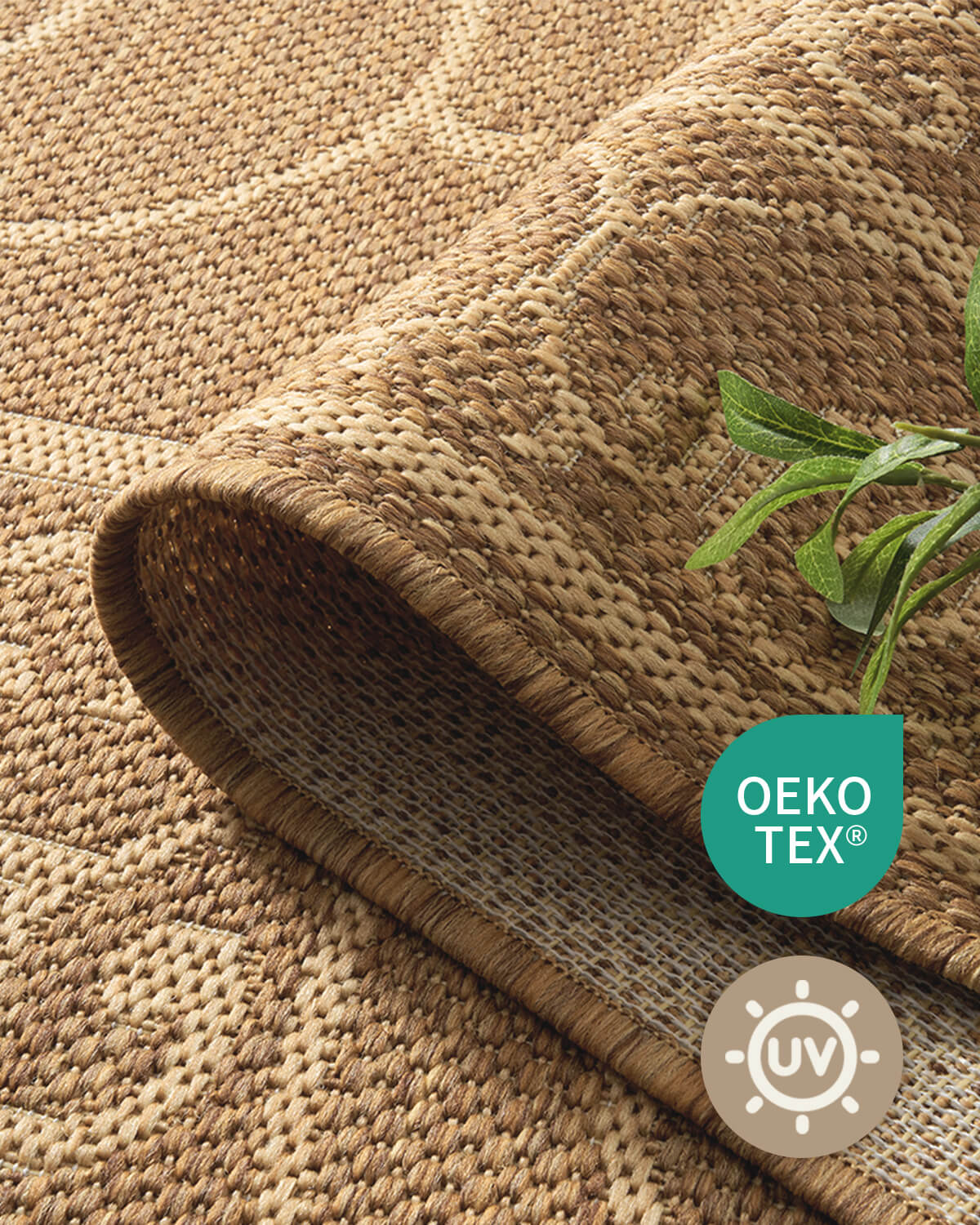 Indoor outdoor rug with easy maintenance design for active home living