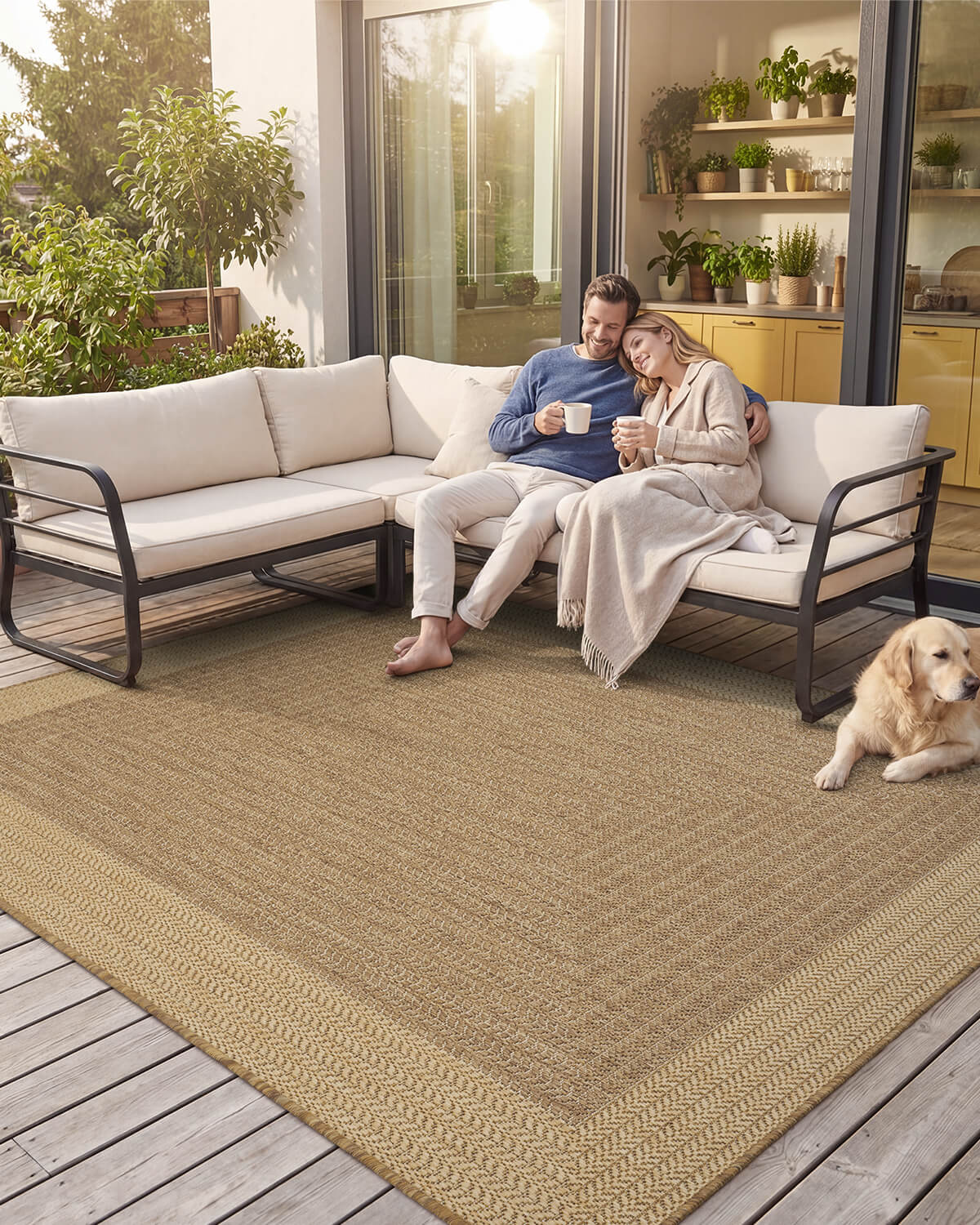 Indoor outdoor rug featuring low maintenance design for busy lifestyles and daily use