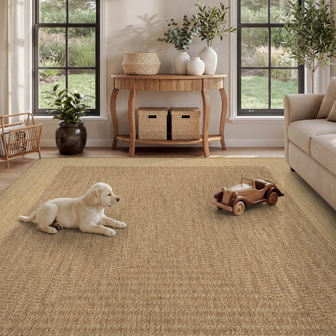 Waterproof indoor outdoor rug ideal for outdoor dining areas and indoor home spaces