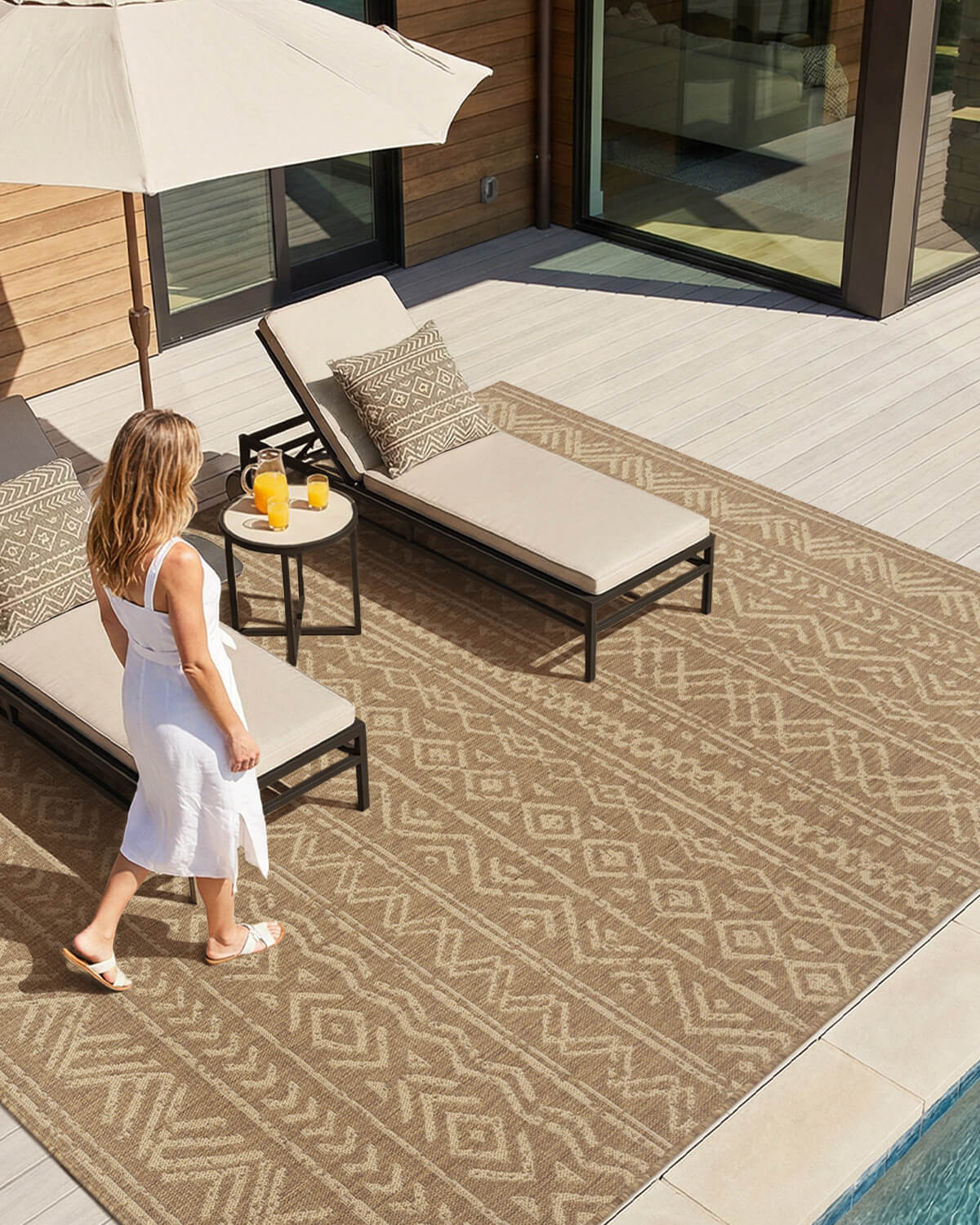 Indoor outdoor rug blending cozy home style with weather resistant performance for versatile placement