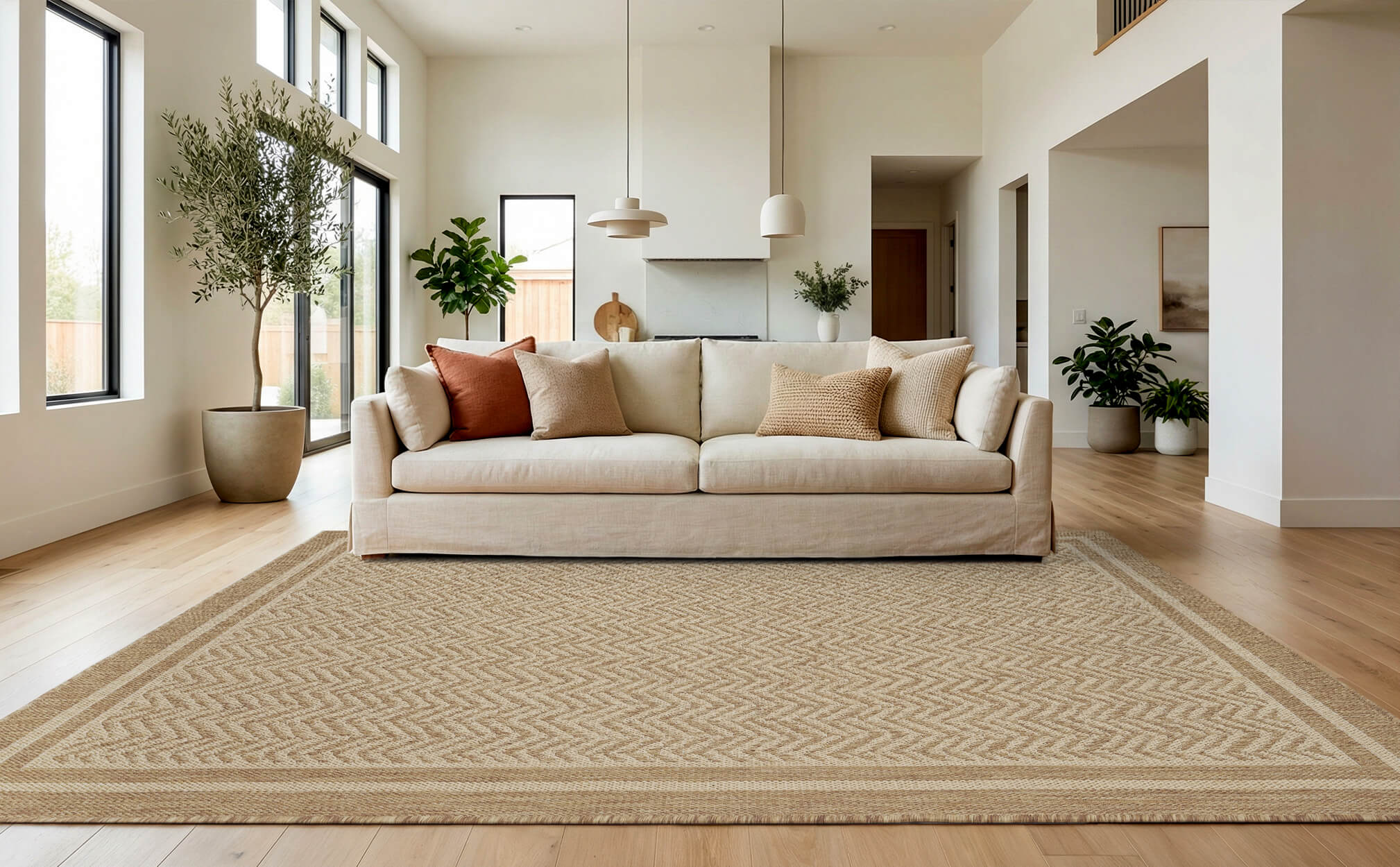 Indoor outdoor rug offering soft comfort for both indoor and outdoor spaces