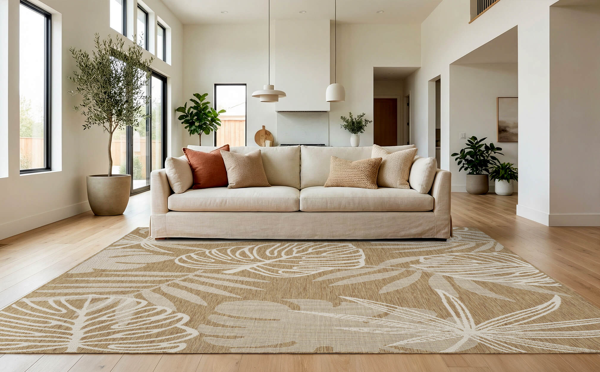 Indoor outdoor rug with quick dry feature for busy outdoor lifestyle