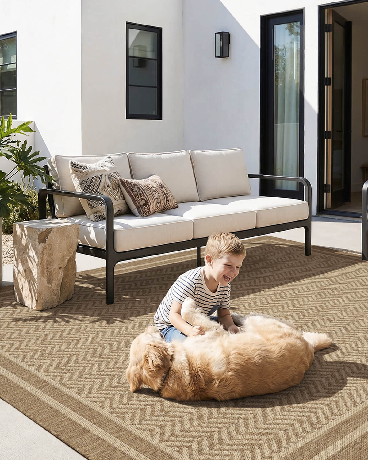 This indoor outdoor rug is a practical fit for a balcony setup, offering quick dry comfort and easy upkeep for relaxed morning or evening use.