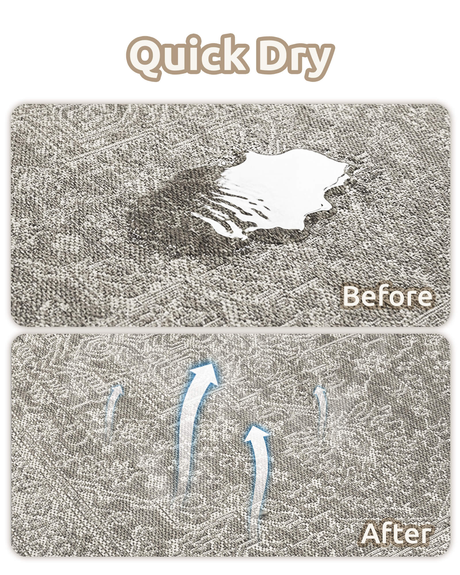 Indoor outdoor rug with quick dry soft surface for pet friendly living