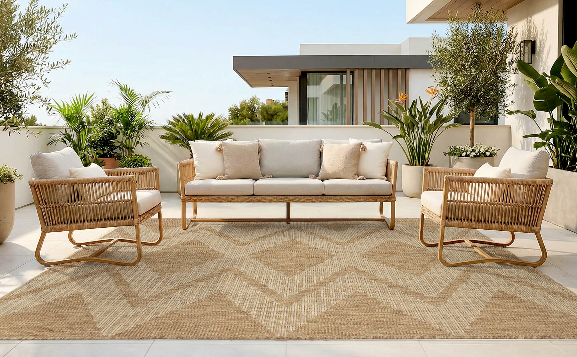 Indoor outdoor rug built for high traffic outdoor areas