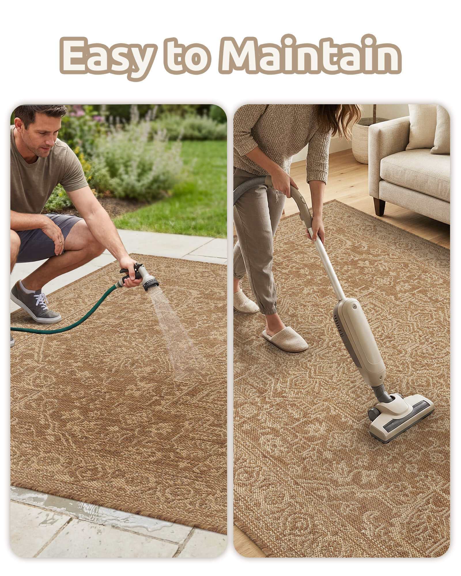 Indoor outdoor rug with soft durable texture for cozy outdoor spaces