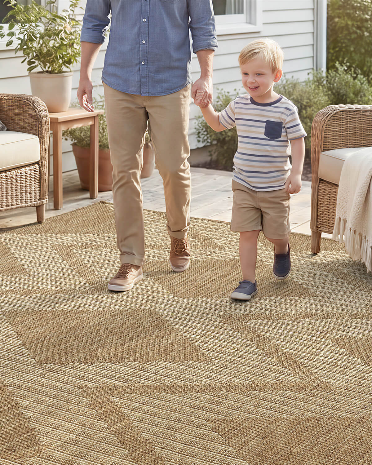 Washable indoor outdoor rug perfect for homes with pets and kids