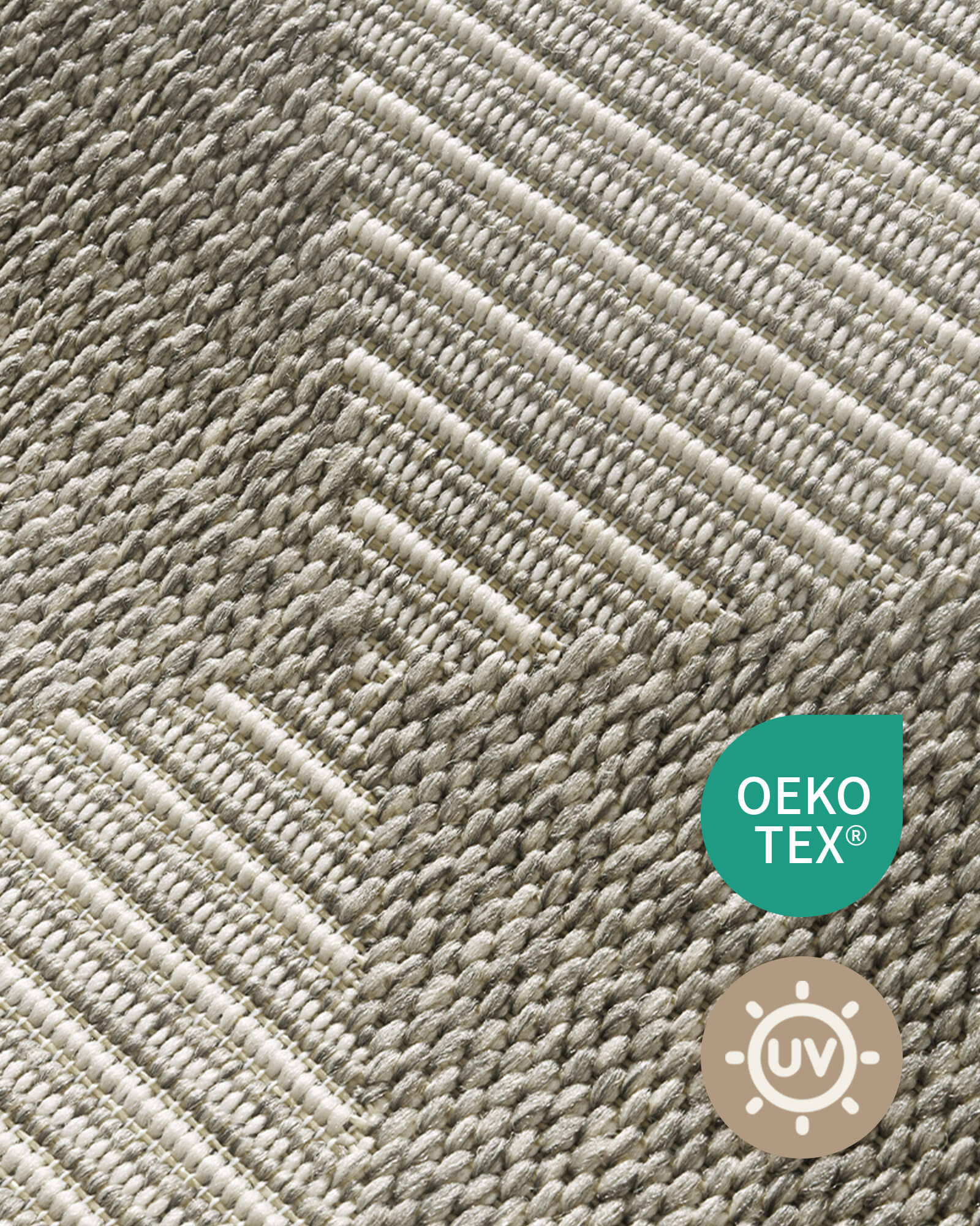 This indoor outdoor rug is designed for a busy outdoor home setup with polypropylene durability and a practical easy clean surface.