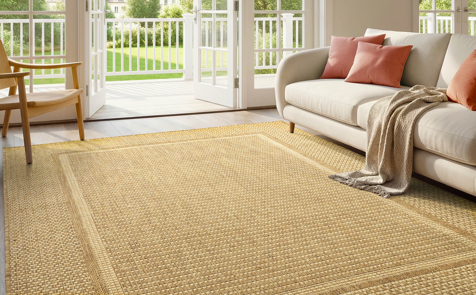 Durable washable indoor outdoor rug designed for active lifestyles and busy spaces